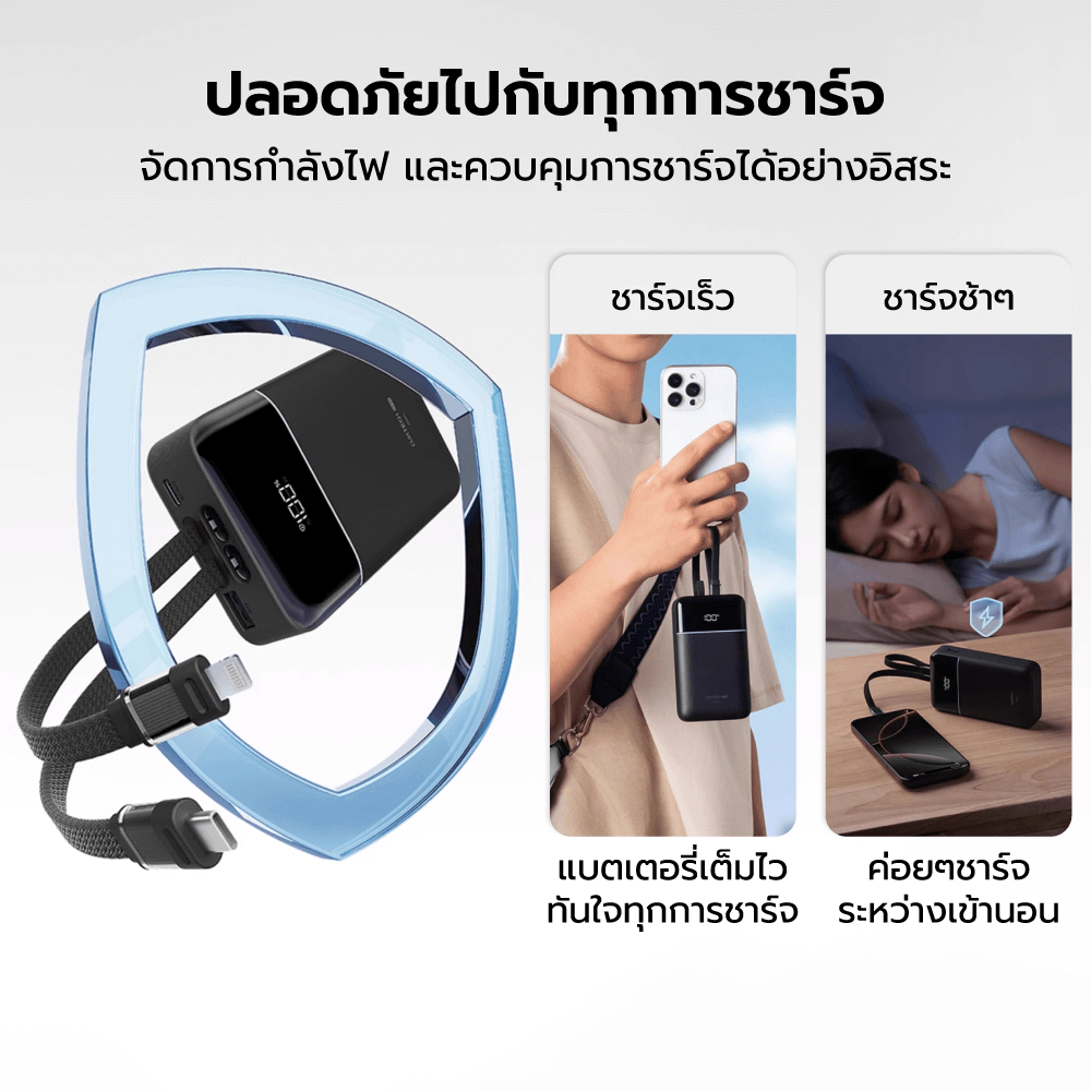 แบตสำรอง CUKTECH LPB200NL สีขาว 20000 MAH มาตรฐาน CCC ชาร์จเร็วพร้อมสาย USB-C 40W และ USB-A 22.5W_6
